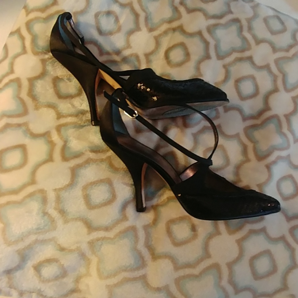 Nina SEXY BLACK 4" STILLETTOS with peep toe